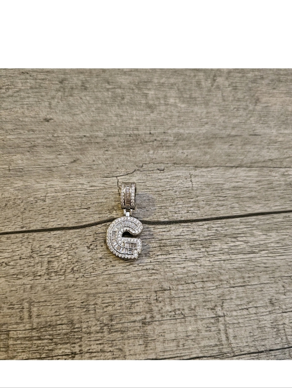 Sterling Silver  plated Letters A to Z Initial Baguette CZ P - Picture 6 of 15